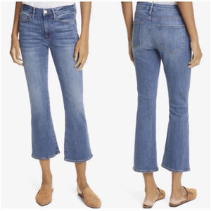 FRAME Le One Crop Mini Boot Jeans Women’s 1 (Fits 25) Medium Wash Stretch